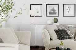 Nachttischlampe Metall Stoff 52 cm Chrom Weiß E27