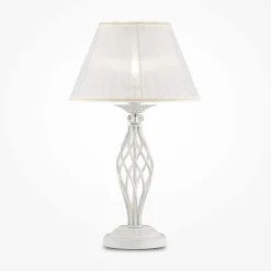 Nachttischlampe Metall Stoff E14 56 cm rund Klassisch