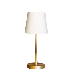 Nachttischlampe Metall Stoff 48,5 cm hoch E27 Gold Weiß