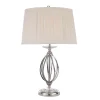 Nachttischlampe mit Stoff Schirm 56,5cm in Nickel Creme