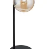 Nachttischlampe Schwarz Metall Glas Bernstein 44 cm G9
