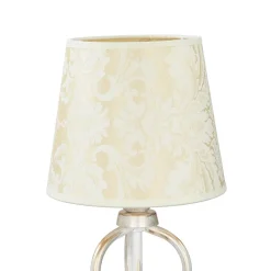 Nachttischlampe Shabby Gold Weiß Stoff Schirm 45cm