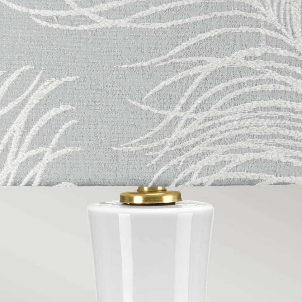 Nachttischlampe Stoff Keramik E27 69 cm Retro Weiß grau