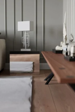 Nachttischlampe Stoff Metall E27 69 cm hoch Weiß Modern