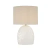 Nachttischlampe Weiß Beige Keramik Leinen E27 49 cm hoch