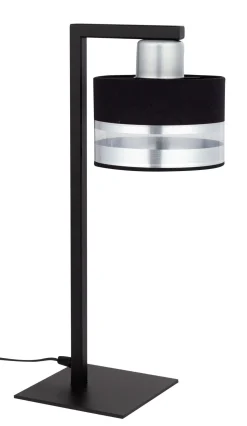 Nachttischleuchte Schwarz Silber Metall 45 cm E27 klein