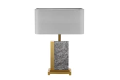 Nachttischleuchte Stoff Marmor Stahl 65 cm in Gold Grau