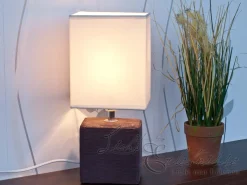 Nachttischleuchte weiß braun E27 H:30cm Keramik