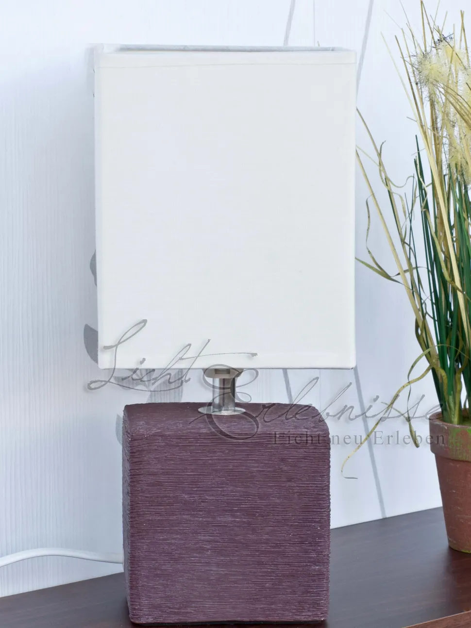 Nachttischleuchte weiß braun E27 H:30cm Keramik