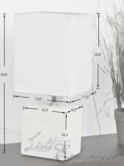 Nachttischleuchte weiß braun E27 H:30cm Keramik