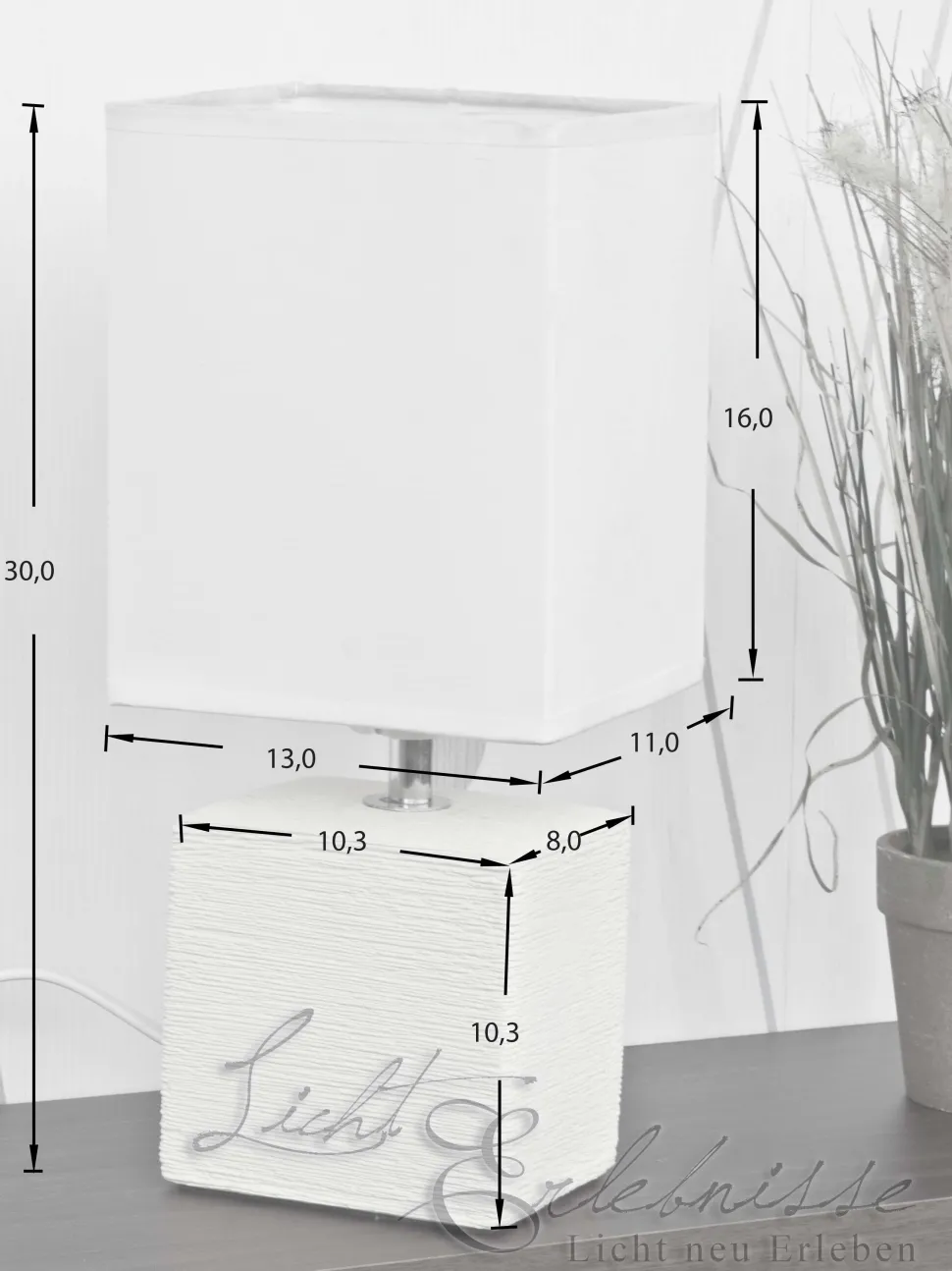 Nachttischleuchte weiß braun E27 H:30cm Keramik