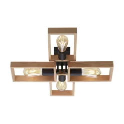 Natürliche Deckenlampe Retro Holz Metall L:62 cm E27