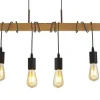 Natürliche Pendelleuchte Holz E27 4-flammig Vintage