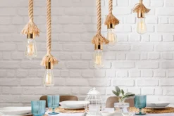 Natürliche Pendelleuchte Natur 5-flammig L:90 cm E27