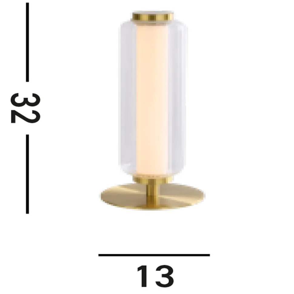Niedrige LED Tischlampe Glas Metall Touch Dimmer 31 cm