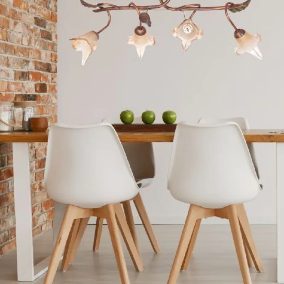 Orange Deckenleuchte Metall 4-flmg Rustikal