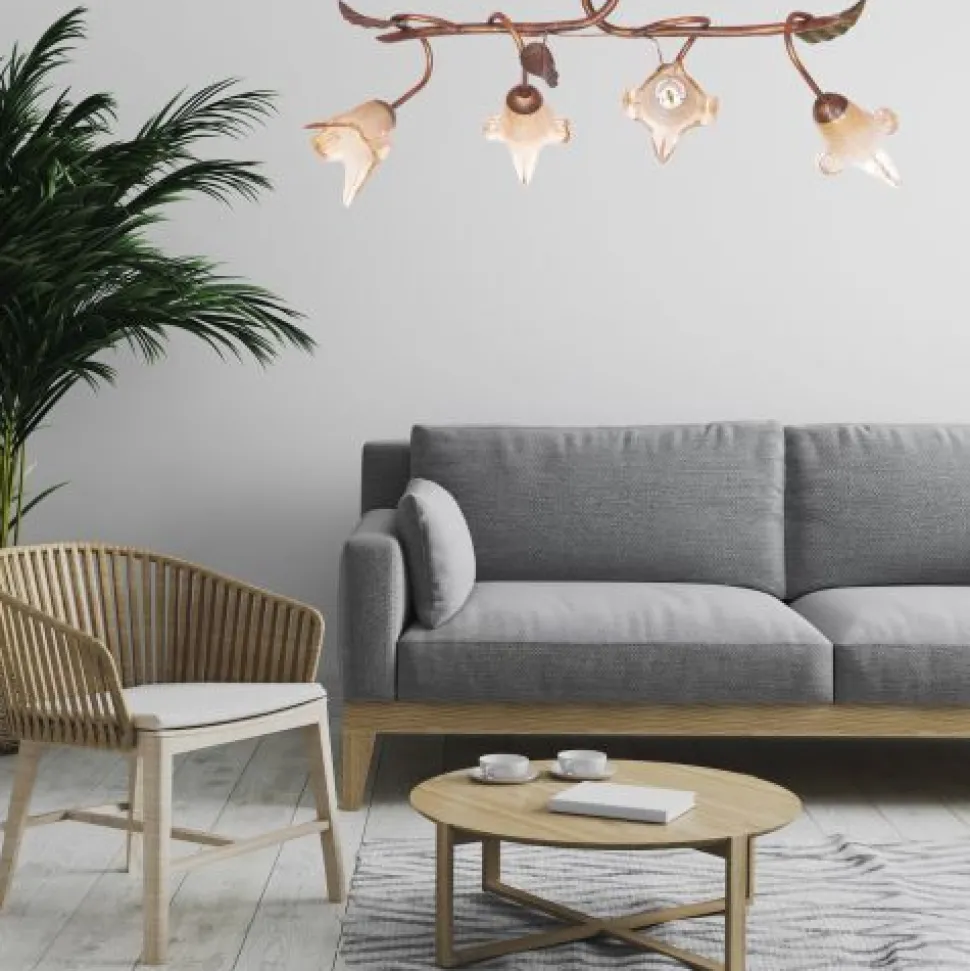 Orange Deckenleuchte Metall 4-flmg Rustikal