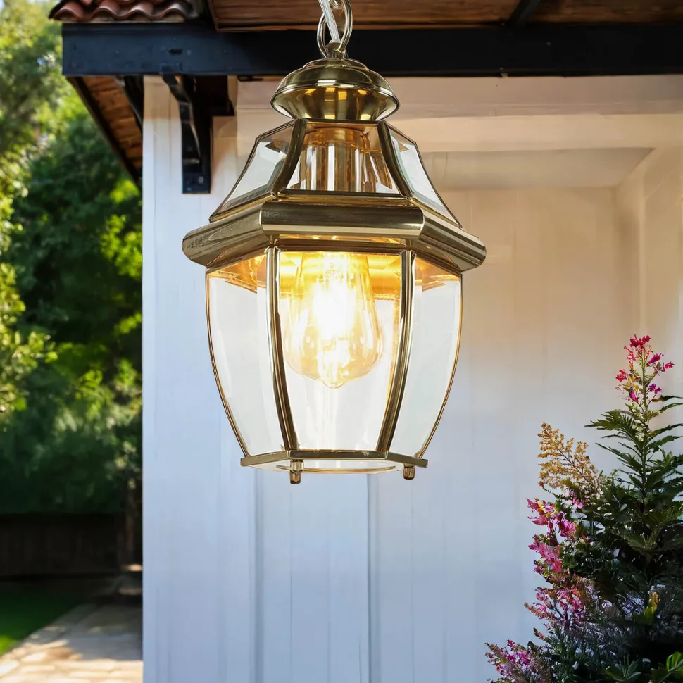 Outdoor Hängeleuchte Messing Glas Vintage Design E27