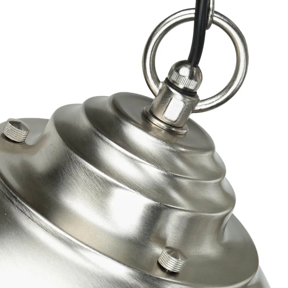 Pendellampe Außen in Nickel Echt-Messing Riffelglas