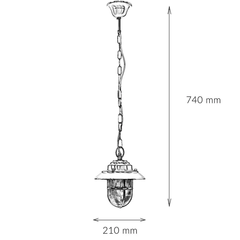 Pendellampe Außen in Nickel Echt-Messing Riffelglas