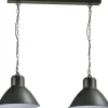 Pendellampe Grau Metall 2-flmg Handarbeit Esstisch