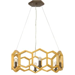 Pendellampe JANNE Gold Ø77cm 6xE14 Hexagon Leuchte