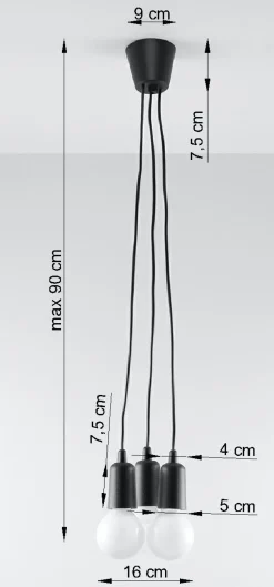 Pendellampe Retro Schwarz verstellbar bis 90 cm NESSA