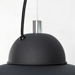 Pendellampe rund Ø55cm Retro Schwarz Silber