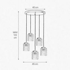 Pendelleuchte Ø 45 cm Messing Eisen Glas E27 verstellbar