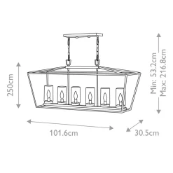 Pendelleuchte außen 101,6 cm lang E14 IP44 Schwarz Vintage
