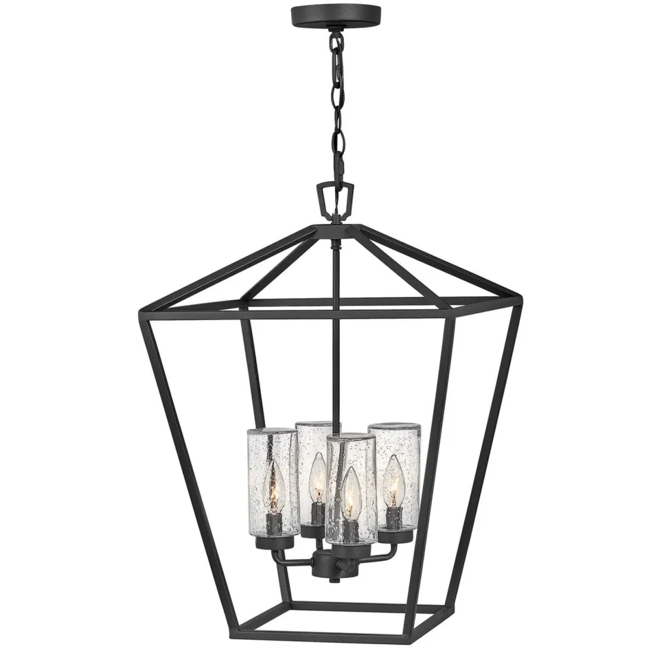 Pendelleuchte außen Aluminium Glas E14 IP44 Schwarz Vintage