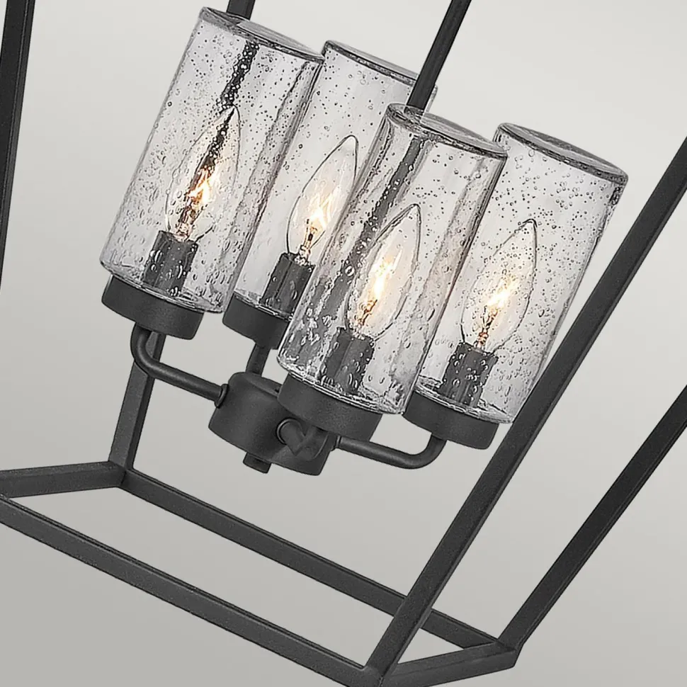 Pendelleuchte außen Aluminium Glas E14 IP44 Schwarz Vintage