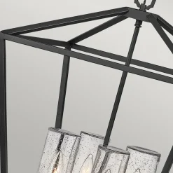 Pendelleuchte außen Aluminium Glas E14 IP44 Schwarz Vintage