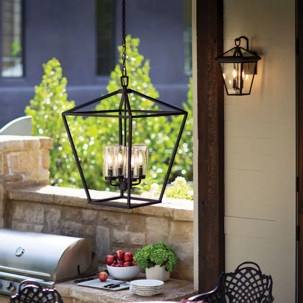 Pendelleuchte außen Aluminium Glas E14 IP44 Schwarz Vintage