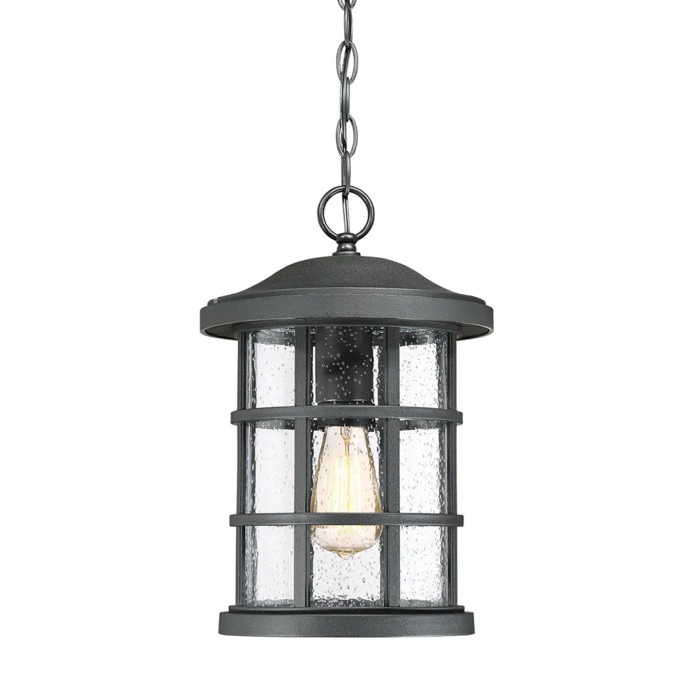 Pendelleuchte außen IP44 E27 Rustikal Schwarz antik