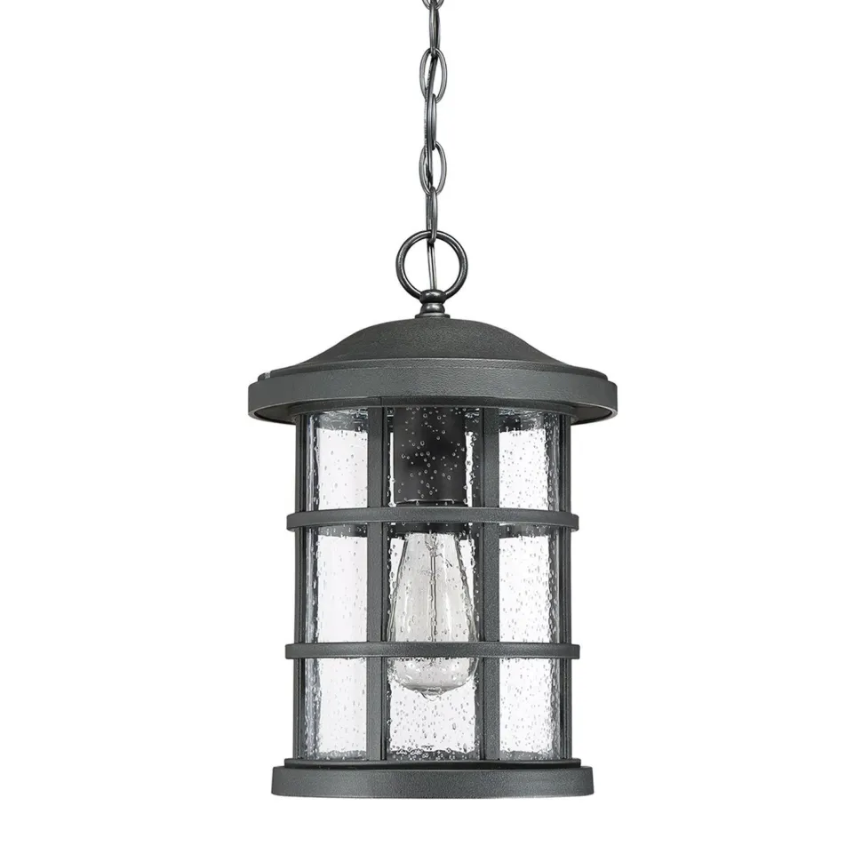 Pendelleuchte außen IP44 E27 Rustikal Schwarz antik