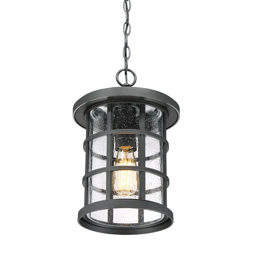 Pendelleuchte außen IP44 E27 Rustikal Schwarz antik