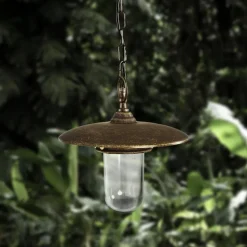 Pendelleuchte außen IP44 Messing Glas E27 Ø 25 cm