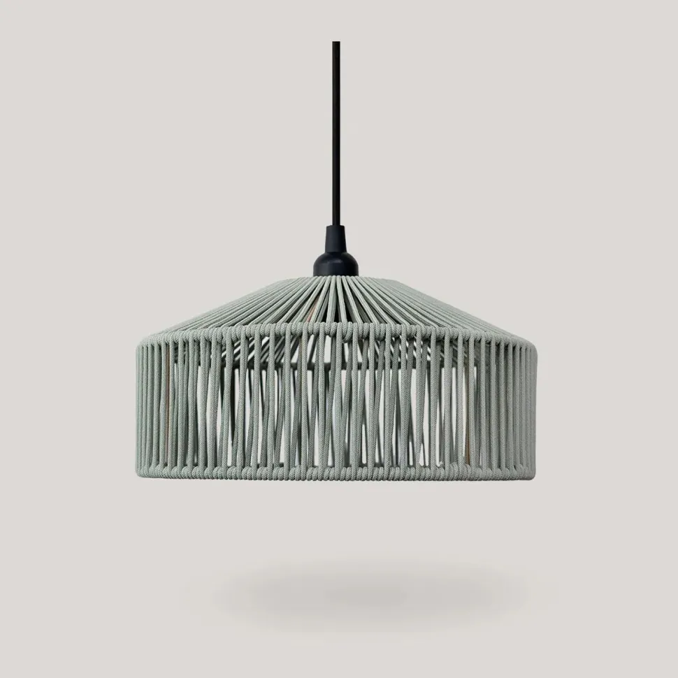 Pendelleuchte außen IP54 Seil Lampenschirm E27 Ø 30 cm Grün