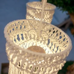 Pendelleuchte außen kabellos LED Akku IP54 Ø 30cm Beige 2700K