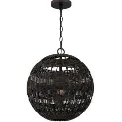 Pendelleuchte außen Korbschirm E27 IP44 in Bronze dunkel