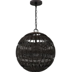 Pendelleuchte außen Korbschirm E27 IP44 in Bronze dunkel