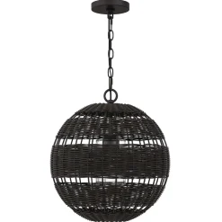 Pendelleuchte außen Korbschirm E27 IP44 in Bronze dunkel