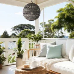 Pendelleuchte außen Korbschirm E27 IP44 in Bronze dunkel