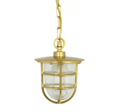 Pendelleuchte außen Messing Riffelglas H: max. 75 cm Maritim