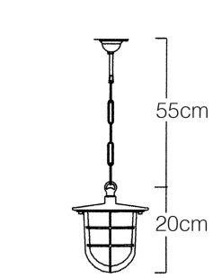 Pendelleuchte außen Messing Riffelglas H: max. 75 cm Maritim
