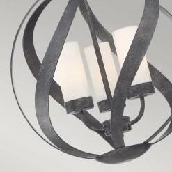 Pendelleuchte außen Metall Glas 3x E14 IP44 Ø 41 cm