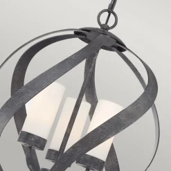 Pendelleuchte außen Metall Glas 3x E14 IP44 Ø 41 cm