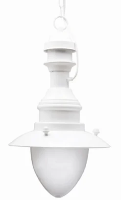 Pendelleuchte außen Weiß E27 Messing Glas IP43 D: 20 cm