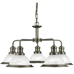 Pendelleuchte BISTRO in Messing Antik 5-flmg.